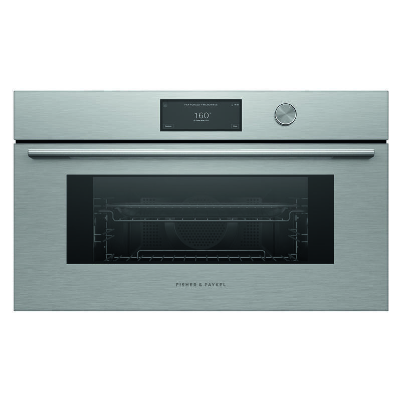 Fisher & Paykel 76cm Contemporary Combi-Microwave Oven – Brushed Silver Glass (Series 9)