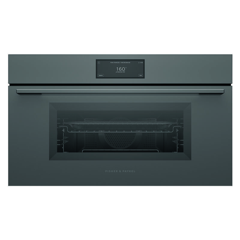 Fisher & Paykel 76cm Minimal Compact Combi-Microwave Oven – Grey Glass (Series 9)