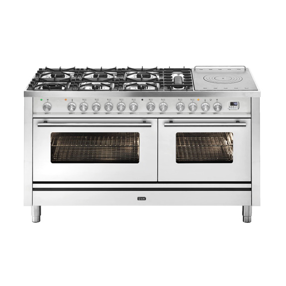 ILVE Professional Plus Freestanding Dbl Cooker Gloss Black Milano 150cm